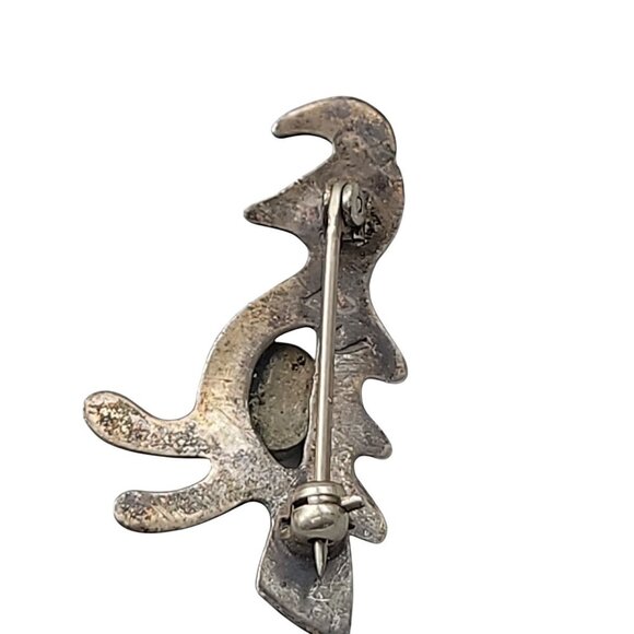 Felix Joe Sterling Silver Kokopelli Brooch Turquoise Stone Native American Pin - Picture 9 of 10